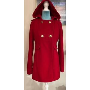 Tommy Hilfiger red hooded double breasted coat size medium